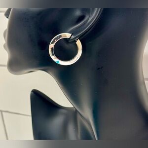 🔘 Jenny Bird Silver Tone Sculptural Hoop Earrings | Modern Minimalist